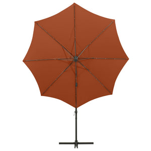 vidaXL Cantilever Umbrella with Pole and LED Lights Terracotta 300 cm