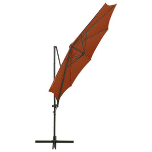 vidaXL Cantilever Umbrella with Pole and LED Lights Terracotta 300 cm