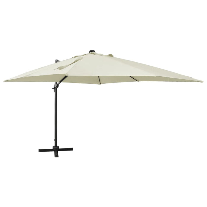 vidaXL Cantilever Umbrella with Pole and LED Lights Sand 300 cm