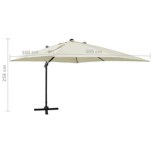 vidaXL Cantilever Umbrella with Pole and LED Lights Sand 300 cm