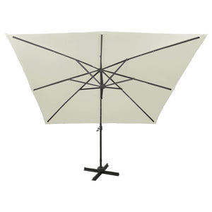 vidaXL Cantilever Umbrella with Pole and LED Lights Sand 300 cm