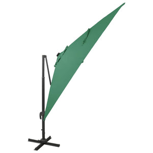 vidaXL Cantilever Umbrella with Pole and LED Lights Green 300 cm