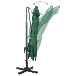 vidaXL Cantilever Umbrella with Pole and LED Lights Green 300 cm