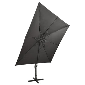 vidaXL Cantilever Umbrella with Pole and LED Lights Anthracite 300 cm