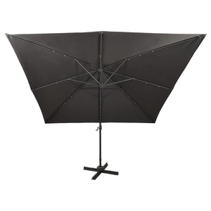 vidaXL Cantilever Umbrella with Pole and LED Lights Anthracite 300 cm