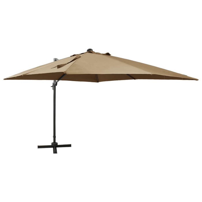 vidaXL Cantilever Umbrella with Pole and LED Lights Taupe 300 cm