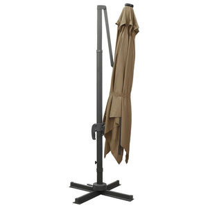 vidaXL Cantilever Umbrella with Pole and LED Lights Taupe 300 cm