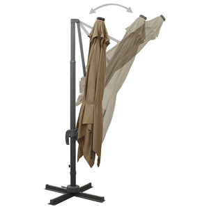 vidaXL Cantilever Umbrella with Pole and LED Lights Taupe 300 cm