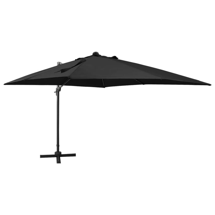 vidaXL Cantilever Umbrella with Pole and LED Lights Black 300 cm