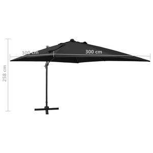 vidaXL Cantilever Umbrella with Pole and LED Lights Black 300 cm