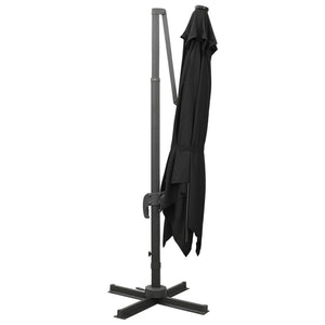 vidaXL Cantilever Umbrella with Pole and LED Lights Black 300 cm