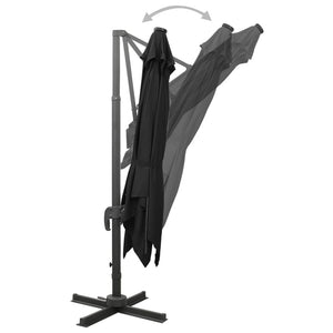 vidaXL Cantilever Umbrella with Pole and LED Lights Black 300 cm