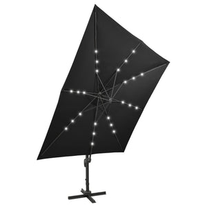 vidaXL Cantilever Umbrella with Pole and LED Lights Black 300 cm