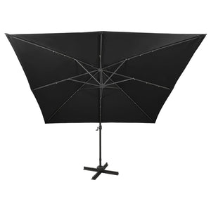 vidaXL Cantilever Umbrella with Pole and LED Lights Black 300 cm