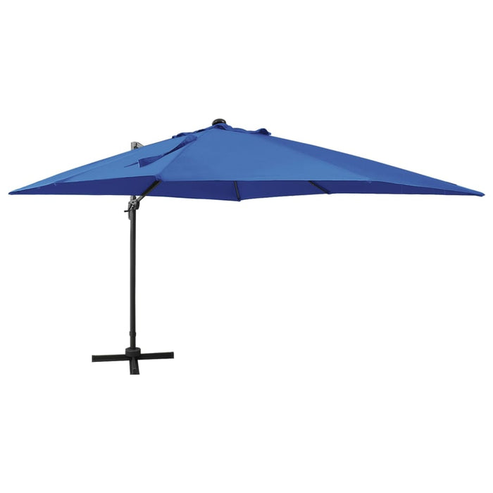 vidaXL Cantilever Umbrella with Pole and LED Lights Azure Blue 300 cm