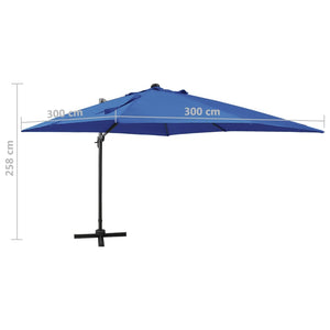 vidaXL Cantilever Umbrella with Pole and LED Lights Azure Blue 300 cm