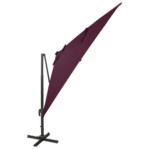 vidaXL Cantilever Umbrella with Pole and LED Lights Bordeaux Red 300 cm