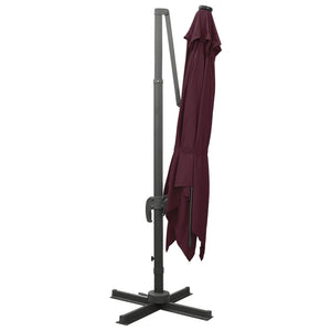 vidaXL Cantilever Umbrella with Pole and LED Lights Bordeaux Red 300 cm