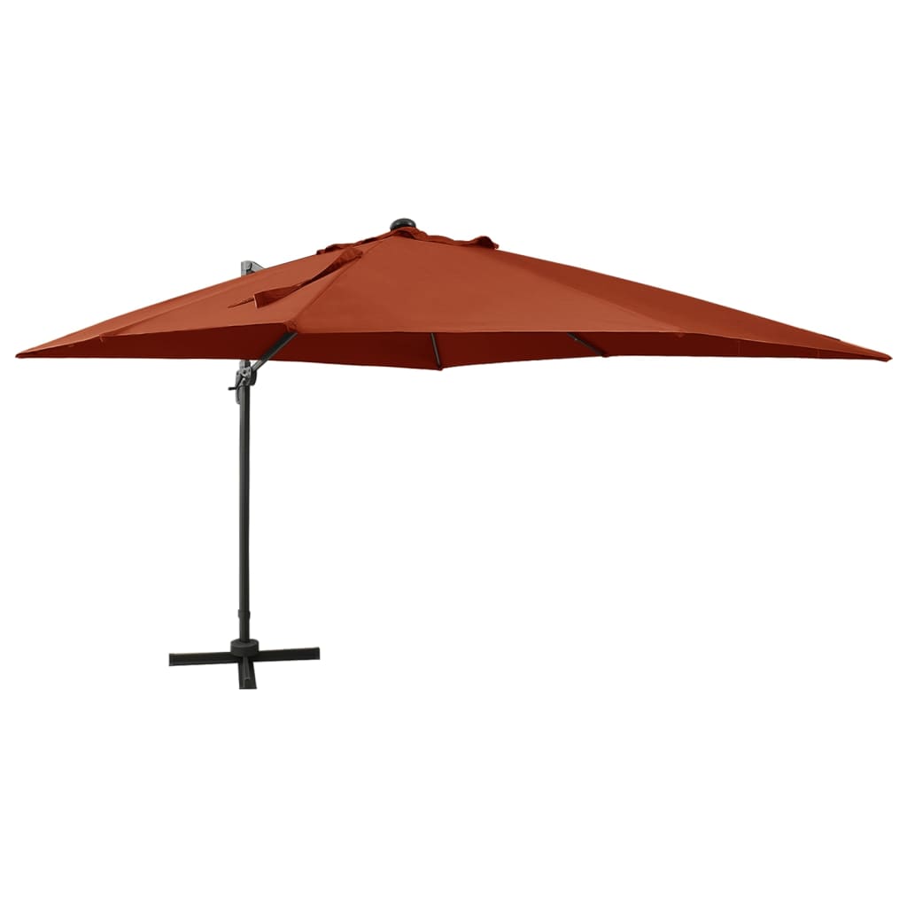 vidaXL Cantilever Umbrella with Pole and LED Lights Terracotta 300 cm