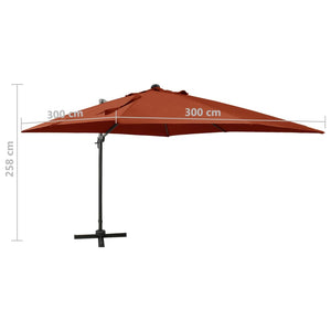 vidaXL Cantilever Umbrella with Pole and LED Lights Terracotta 300 cm