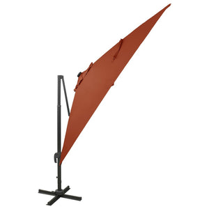 vidaXL Cantilever Umbrella with Pole and LED Lights Terracotta 300 cm