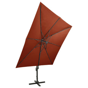 vidaXL Cantilever Umbrella with Pole and LED Lights Terracotta 300 cm