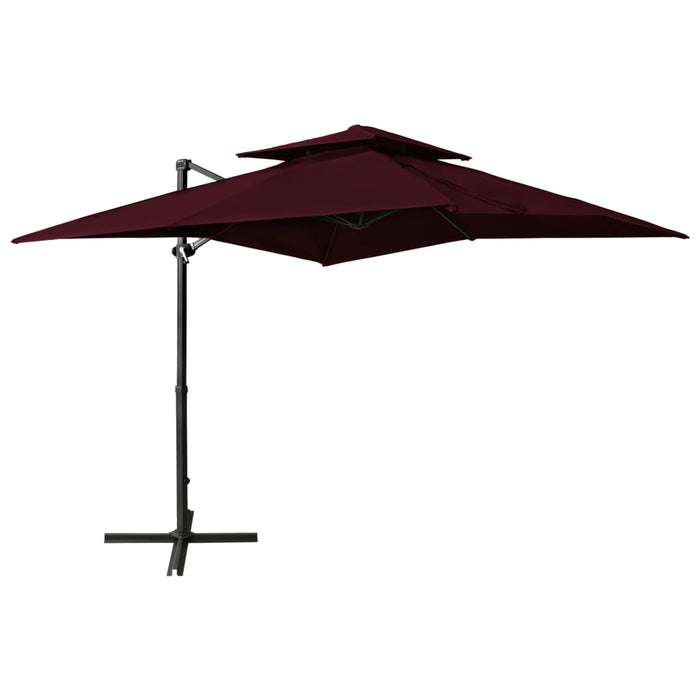 vidaXL Cantilever Garden Parasol with Double Top 250x250 cm Bordeaux Red