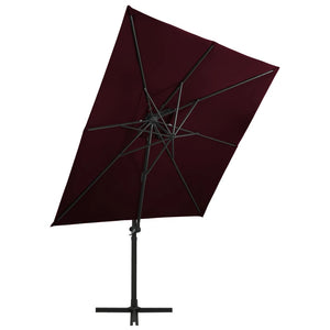 vidaXL Cantilever Garden Parasol with Double Top 250x250 cm Bordeaux Red