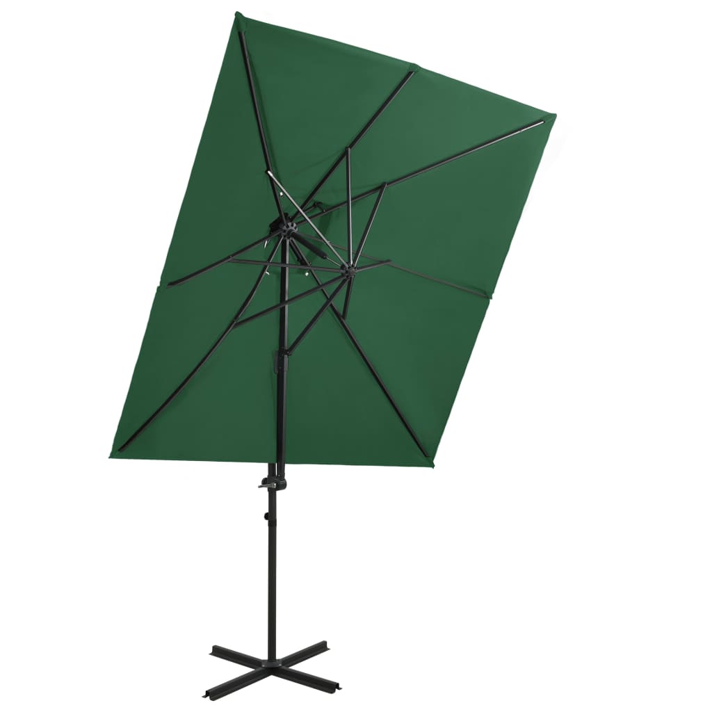 vidaXL Cantilever Umbrella with Double Top Green 250x250 cm