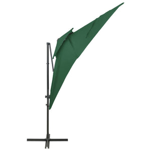 vidaXL Cantilever Umbrella with Double Top Green 250x250 cm