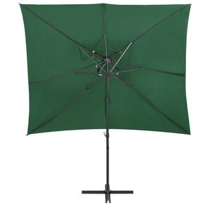 vidaXL Cantilever Umbrella with Double Top Green 250x250 cm