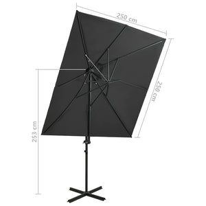 vidaXL Cantilever Umbrella with Double Top Anthracite 250x250 cm