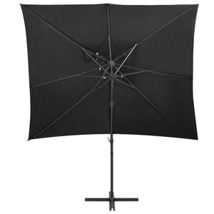 vidaXL Cantilever Umbrella with Double Top Black 250x250 cm