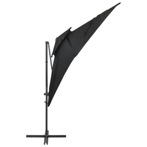 vidaXL Cantilever Umbrella with Double Top Black 250x250 cm