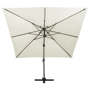 vidaXL Cantilever Garden Parasol with Double Top 300x300 cm Sand