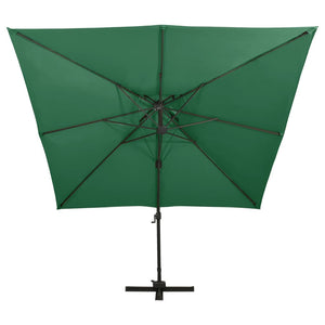 vidaXL Cantilever Garden Parasol with Double Top 300x300 cm Green