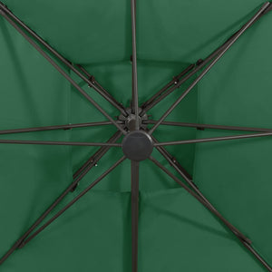 vidaXL Cantilever Garden Parasol with Double Top 300x300 cm Green