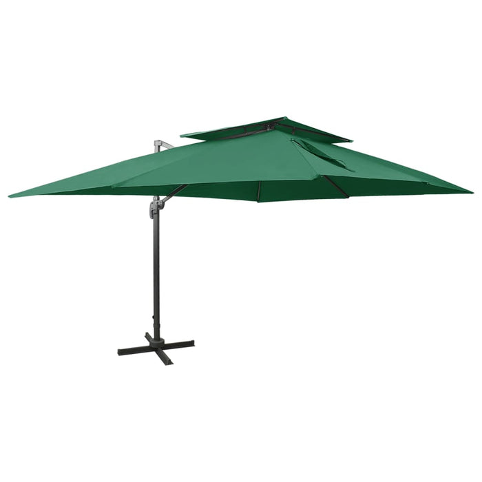 vidaXL Cantilever Garden Parasol with Double Top Green 400x300 cm