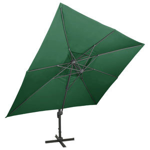 vidaXL Cantilever Garden Parasol with Double Top Green 400x300 cm