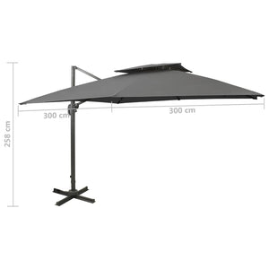 vidaXL Cantilever Garden Parasol with Double Top 300x300 cm Anthracite