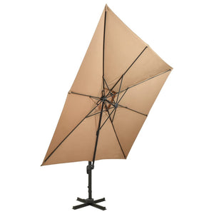 vidaXL Cantilever Garden Parasol with Double Top 300x300 cm Taupe