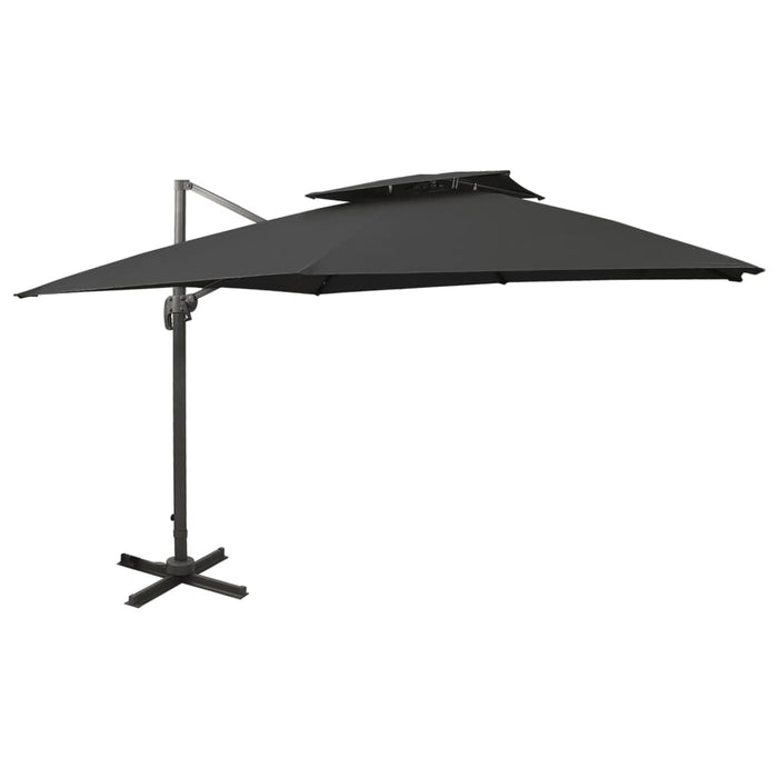 vidaXL Cantilever Umbrella with Double Top 300x300 cm Black