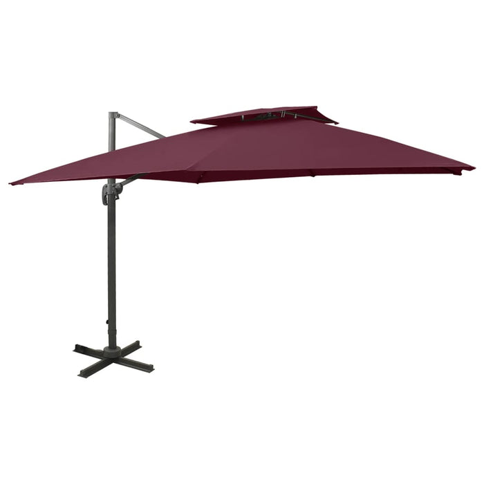 vidaXL Cantilever Umbrella with Double Top 300x300 cm Bordeaux Red