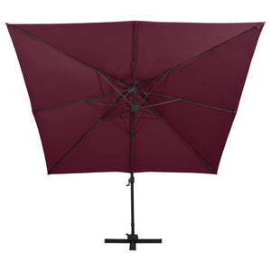 vidaXL Cantilever Umbrella with Double Top 300x300 cm Bordeaux Red