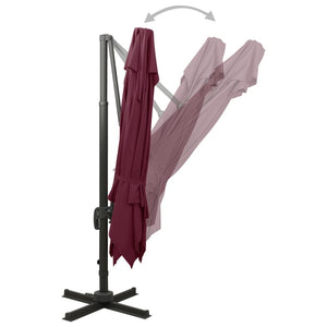 vidaXL Cantilever Umbrella with Double Top 300x300 cm Bordeaux Red