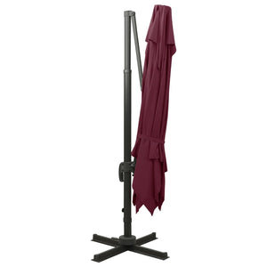 vidaXL Cantilever Umbrella with Double Top 300x300 cm Bordeaux Red