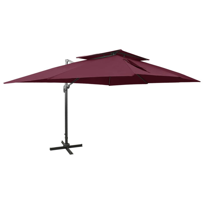 vidaXL Cantilever Garden Parasol with Double Top Bordeaux Red 400x300 cm