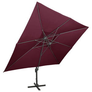 vidaXL Cantilever Garden Parasol with Double Top Bordeaux Red 400x300 cm