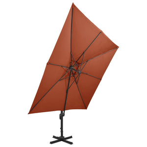 vidaXL Cantilever Garden Parasol with Double Top 300x300 cm Terracotta