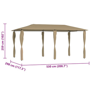 vidaXL Gazebo with Post Covers 2.98x5.3x2.59 m Taupe 160 g/m²